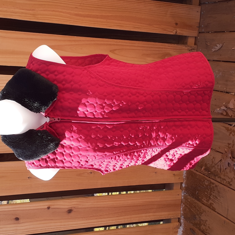 Quilted Vest w/ Removable Faux Fur Collar